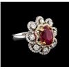 Image 1 : GIA Certified 4.04ct Ruby and Diamond Ring - 14KT Two-Tone Gold