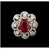 Image 2 : GIA Certified 4.04ct Ruby and Diamond Ring - 14KT Two-Tone Gold