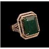 Image 1 : 12.59ct Emerald and Diamond Ring - 14KT Yellow Gold