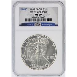 1988 NGC MS69 American Silver Eagle Dollar