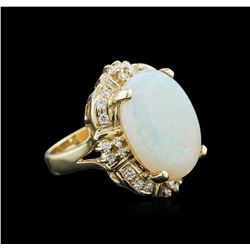 14KT Yellow Gold 4.68ct Opal and Diamond Ring