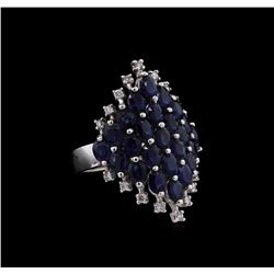 5.94ctw Sapphire and Diamond Ring - 14KT White Gold