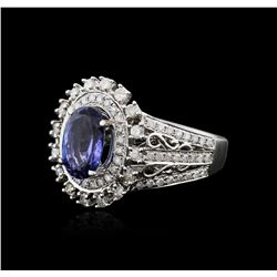 14KT White Gold 3.31ct Tanzanite and Diamond Ring