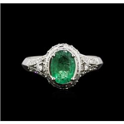 1.25ct Emerald and Diamond Ring - 14KT White Gold