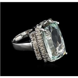 14KT White Gold 7.61ct Aquamarine and Diamond Ring