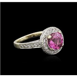 18KT Two-Tone Gold GIA Certified 2.12ct Pink Sapphire and Diamond Ring