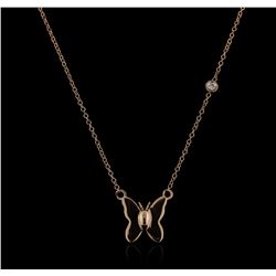 14KT Rose Gold 0.03ct Diamond Butterfly Necklace