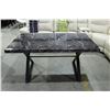 Image 1 : FAUX MARBLE TOP DINNING TABLE WITH BLACK METAL BASE