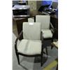 Image 1 : A PAIR OF MAHOGANY FINISH WITH CREAM UPHOLSTERY  CLIENT CHAIRS