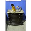 Image 1 : STONE CRAFTED TOP 3 DRAWER BEDSIDE NIGHT TABLE