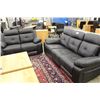Image 1 : 2 PIECE ITALIA BLACK LEATHER ELECTRIC RECLINING SOFA SET (SOFA, LOVESEAT)