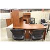 Image 2 : AUTUMN MAPLE BOW FRONT L-SHAPE EXECUTIVE DESK WITH HUTCH