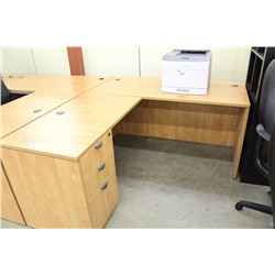 HONEY MAPLE 6' X 6' L-SHAPE COMPUTER DESK