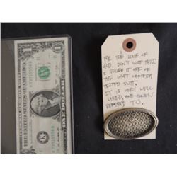 SUPERMAN MAN OF STEEL BELT BUCKLE USED AS PAINT REFERENCE ON CARD WITH NOTES