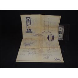 MAGIC TRICK VINTAGE STACK OF BOXES BLUEPRINT INSIDE MAGICIAN SECRET