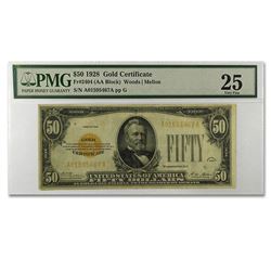 1928 $50 Gold Certificate VF-25 PMG