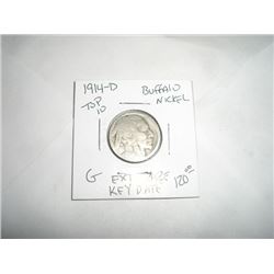 1914-D *EXTREMELY RARE-TOP 10-KEY DATE* BUFFALO NICKEL RED BOOK VALUE $120.00+ *NICE EARLY GOOD GRAD