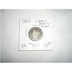 1893 *RARE KEY DATE* LIBERTY "V" NICKEL-RED BOOK VALUE $18.00+ *NICE EARLY VERY GOOD GRADE* NICKEL!!