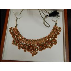 VINTAGE RHINESTONE NECKLACE = ORANGE JEMS