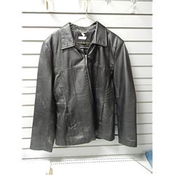 Lg Mizrahi black leather coat
