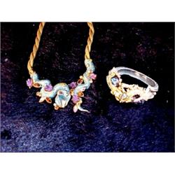 Weiss Orange Swan Broach And Earrings