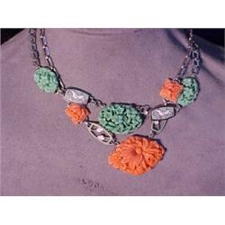 Bracelet And Necklace Set (White Metal/Pink Stones)