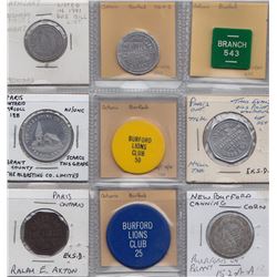 Ontario Trade Tokens - Lot of 9 Brant County trade tokens
