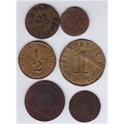 Ontario Trade Tokens, Carleton County - Lot of 6 Ottawa Bakery Tokens