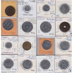 Ontario Trade Tokens, Carleton County - Lot of 16 Ottawa Due Bills and Trade Tokens