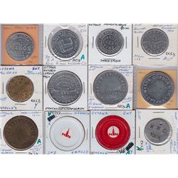 Ontario Trade Tokens, Carleton County - Lot of 12 Miscellaneous Ottawa Tokens
