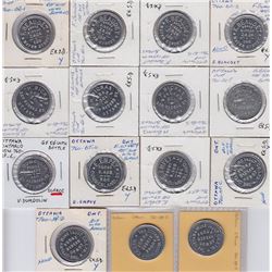 Ontario Trade Tokens, Carleton County - Lot of 15 Ottawa Bottle Return Tokens