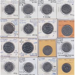 Ontario Trade Tokens, Carleton County - Lot of 16 Ottawa Bottle Return Tokens