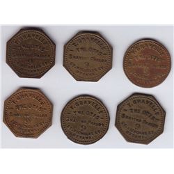 Ontario Trade Tokens, Carleton County - Lot of 6 Ottawa Shave Tokens