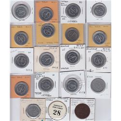 Ontario Trade Tokens, Hastings County - Lot of 19 Belleville Tokens