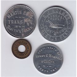 Ontario Trade Tokens, Lanark County - Lot of 4 Tokens