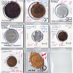 Ontario Trade Tokens - Lot of 8 Hamilton medals and trade tokens.