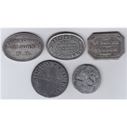 New Brunswick Communion Tokens - Lot of 5