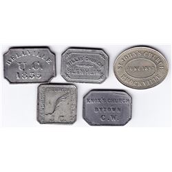 Canada West Communion Tokens - Lot of 5