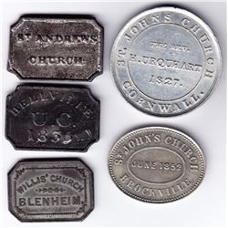 Canada West Communion Tokens - Lot of 5