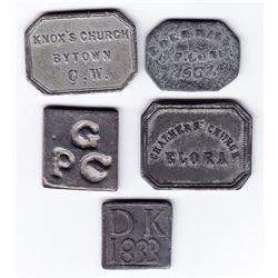 Canada West Communion Tokens - Lot of 5