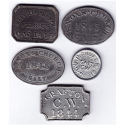 Canada West Communion Tokens - Lot of 5