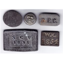 Canada West Communion Tokens - Lot of 5