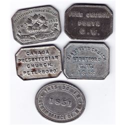 Canada West Communion Tokens - Lot of 5