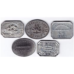 Canada West Communion Tokens - Lot of 5