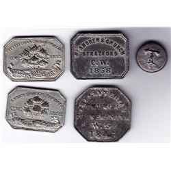 Canada West Communion Tokens - Lot of 5