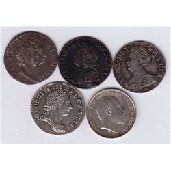 World Coins - Great Britain - Lot of 5 Three Pence