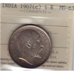 World Coins - India, 1 Rupee, 1907c