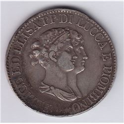 World Coins - Italy, Lucca, 5 Franchi 1807