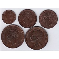 World Coins - Italy, Kingdom of Italy - Lot of 5