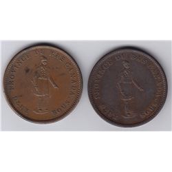 Br 521. City Bank Penny, 1837. Lot of 2.
